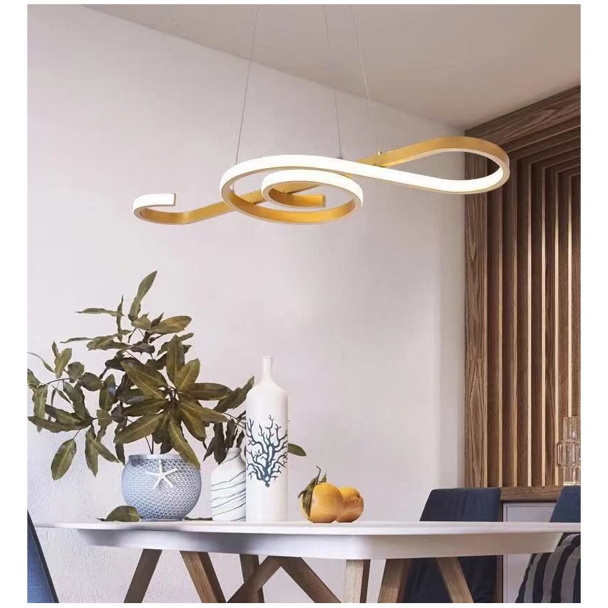 LED Luster na lanku LED/18W/230V 3000K zlatá