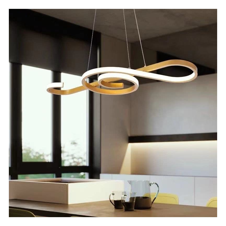 LED Luster na lanku LED/18W/230V 3000K zlatá