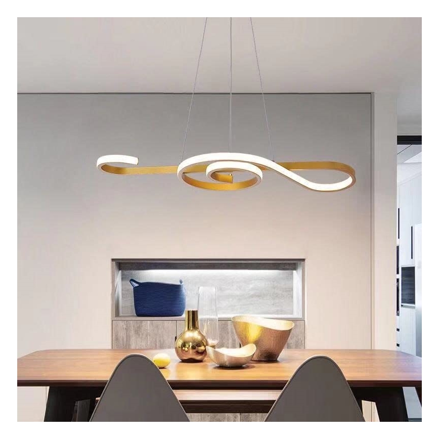 LED Luster na lanku LED/18W/230V 3000K zlatá