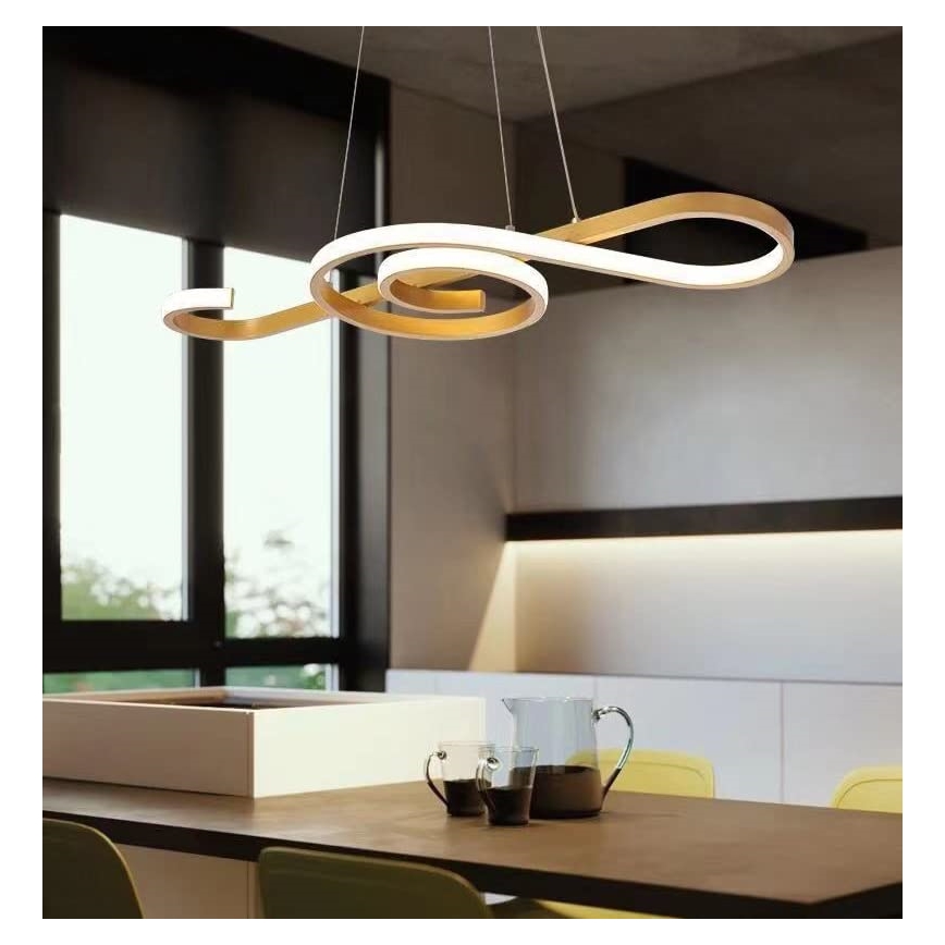 LED Luster na lanku LED/18W/230V 3000K zlatá
