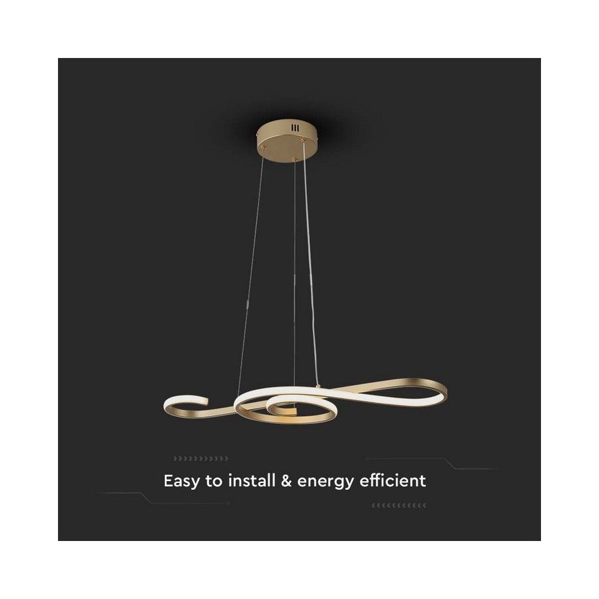 LED Luster na lanku LED/18W/230V 3000K zlatá