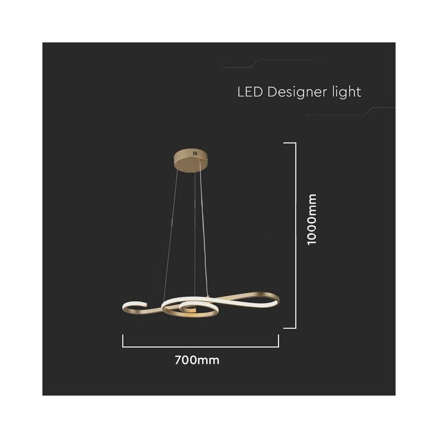 LED Luster na lanku LED/18W/230V 3000K zlatá