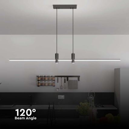 LED Luster na lanku LED/19W/230V 3000K čierna