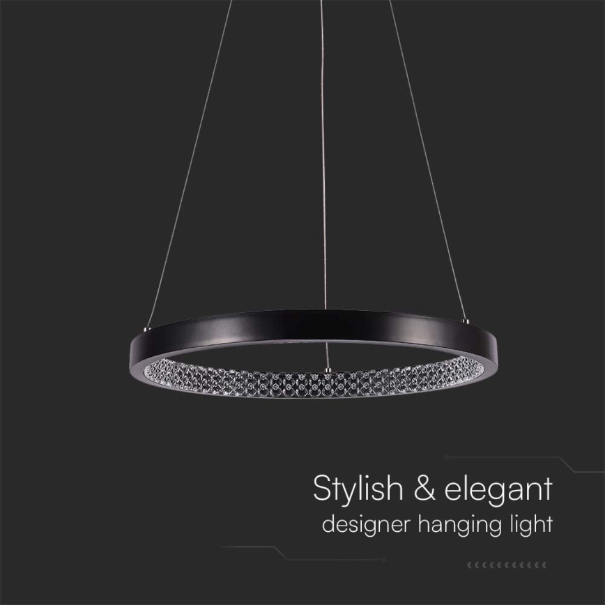 LED Luster na lanku LED/19W/230V 4000K čierna