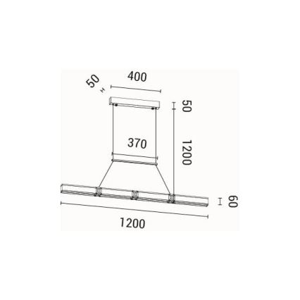 LED Luster na lanku LED/21W/230V 3000K 45x120 cm