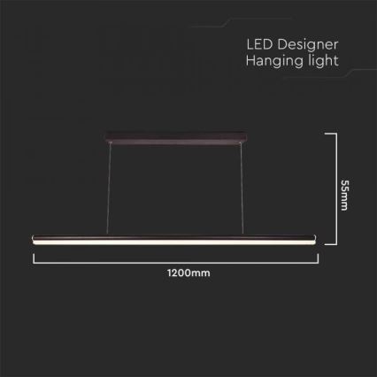 LED Luster na lanku LED/23W/230V 4000K 120 cm čierna