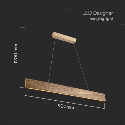 LED Luster na lanku LED/24W/230V 3000K hnedá