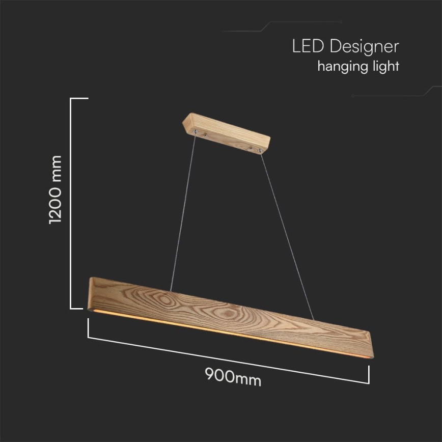 LED Luster na lanku LED/24W/230V 3000K hnedá