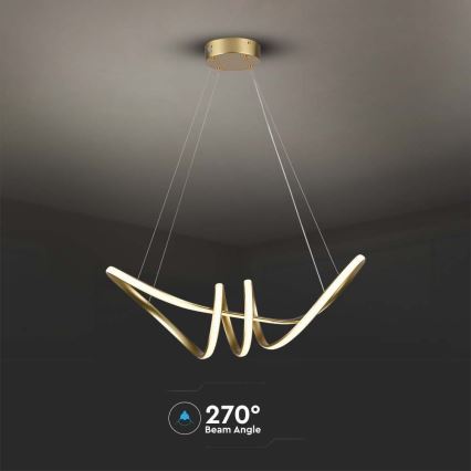 LED Luster na lanku LED/24W/230V 3000K zlatá