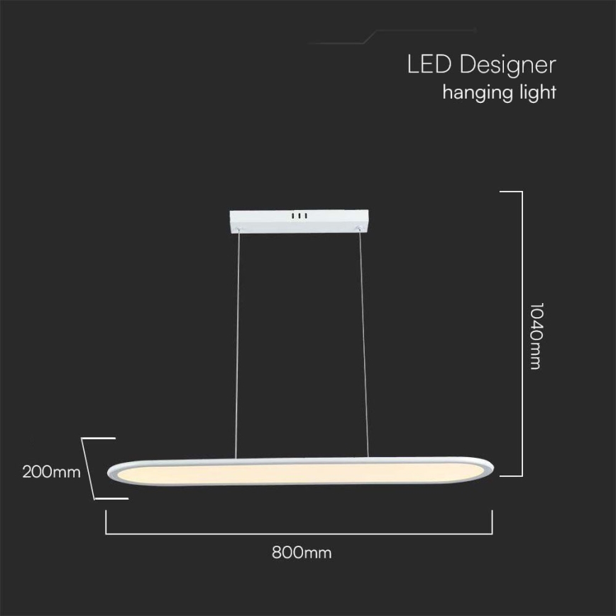 LED Luster na lanku LED/24W/230V 4000K biela