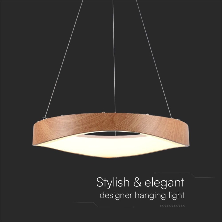 LED Luster na lanku LED/25W/230V 3000K ø 50 cm hnedá
