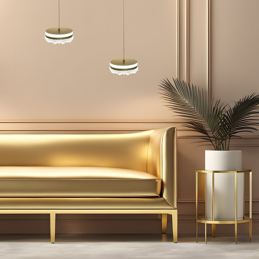 LED Luster na lanku LED/25W/230V pr. 20 cm zlatá