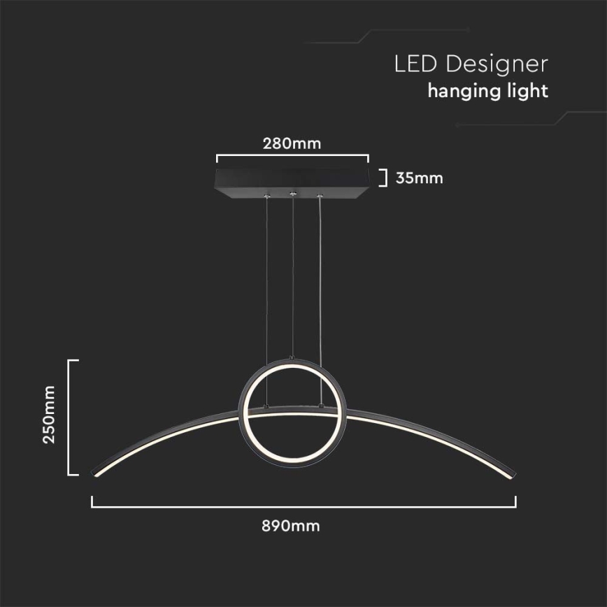 LED Luster na lanku LED/30W/230V 4000K 88 cm čierna