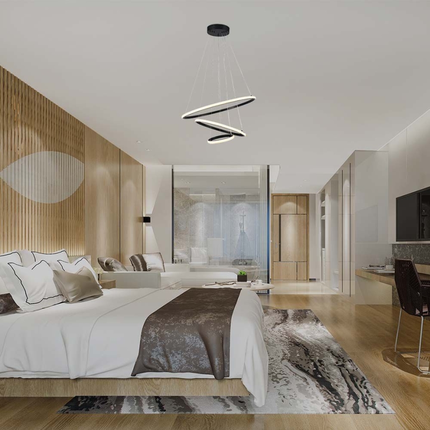 LED Luster na lanku LED/32W/230V 3000K čierna