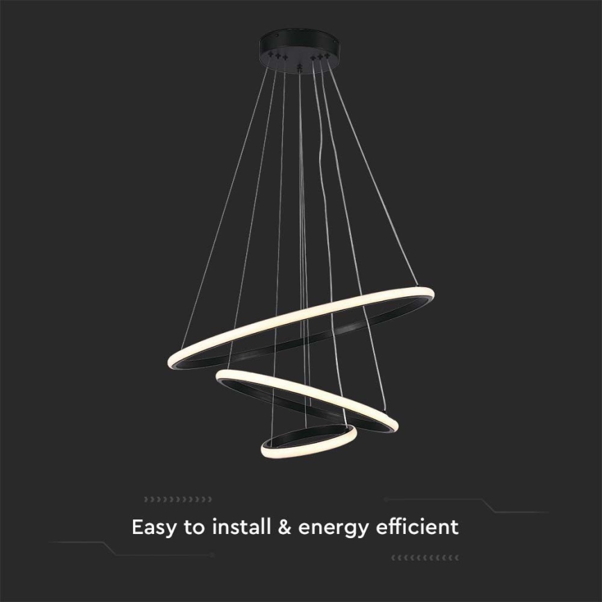 LED Luster na lanku LED/32W/230V 3000K čierna