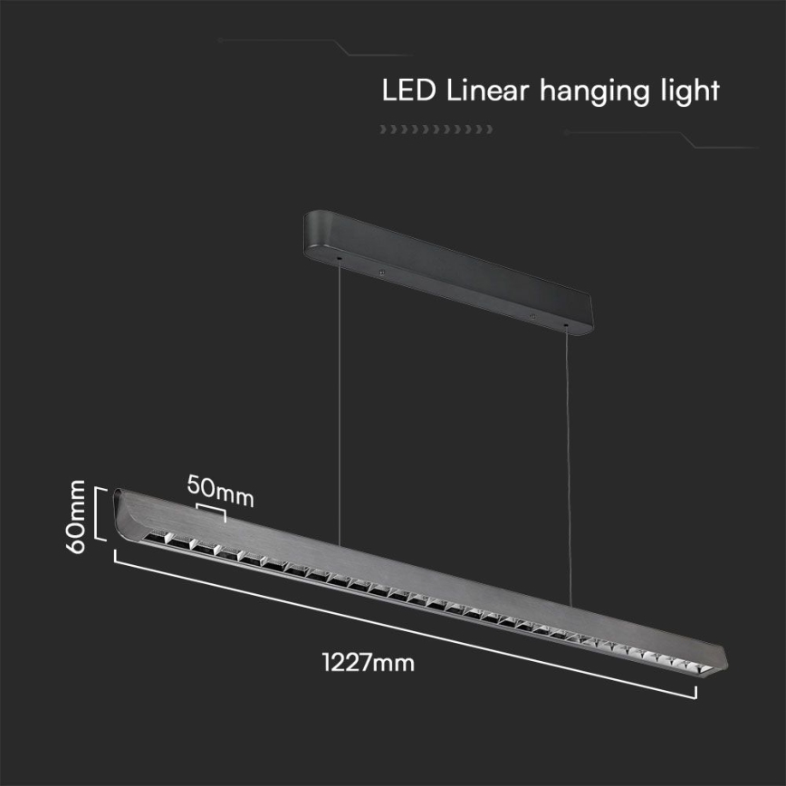 LED Luster na lanku LED/36W/230V 3000/4000/6400K antracit
