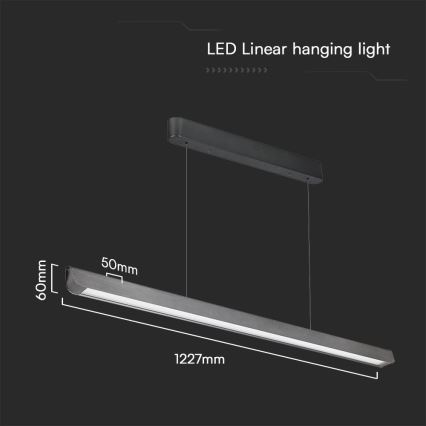 LED Luster na lanku LED/36W/230V 3000/4000/6400K antracit
