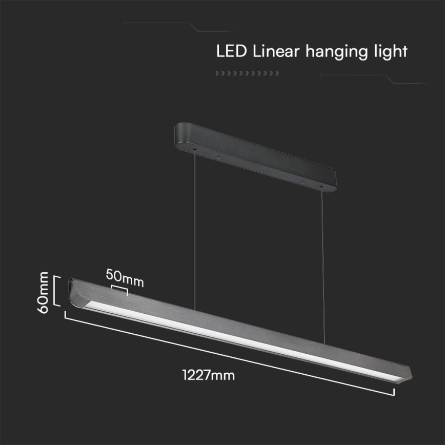 LED Luster na lanku LED/36W/230V 3000/4000/6400K antracit