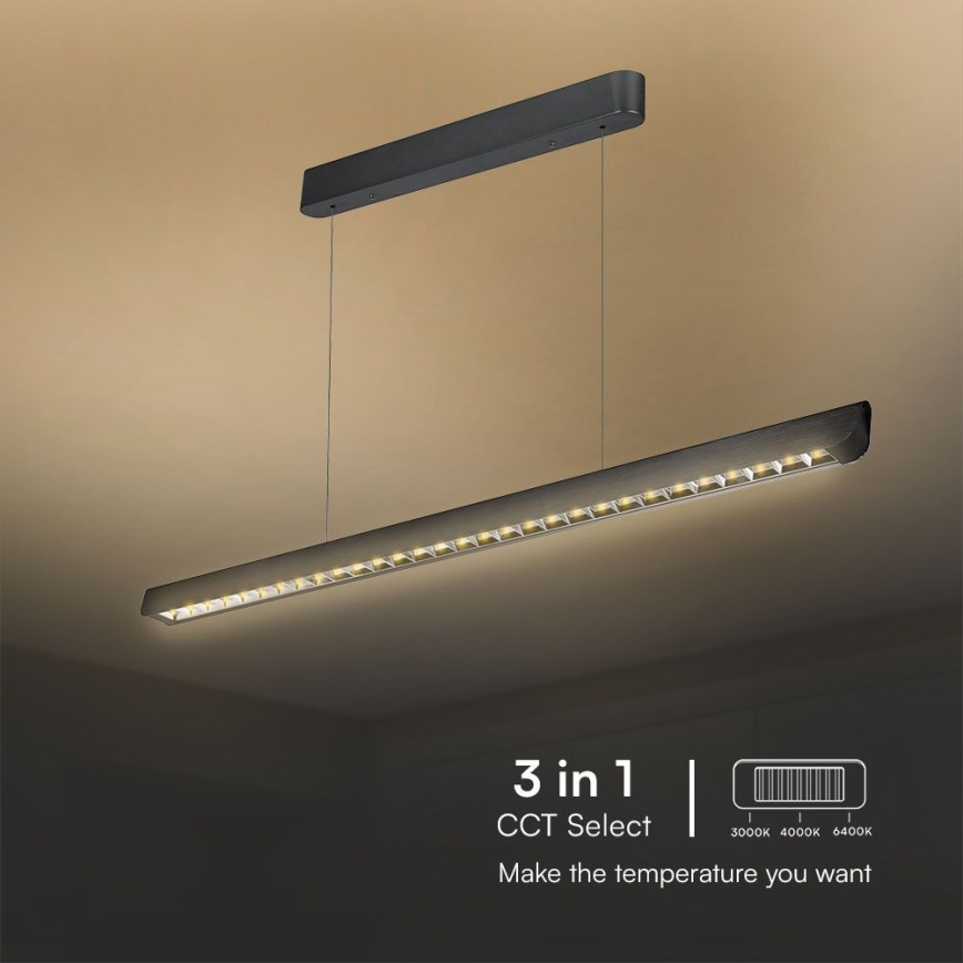 LED Luster na lanku LED/36W/230V 3000/4000/6400K čierna