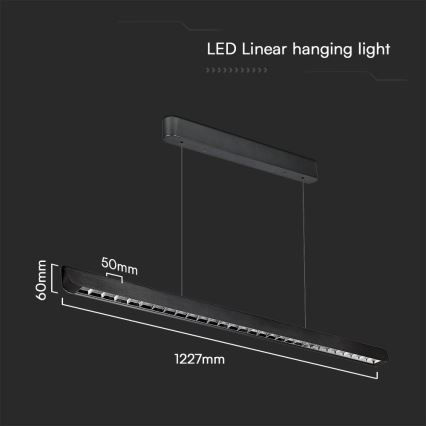 LED Luster na lanku LED/36W/230V 3000/4000/6400K čierna