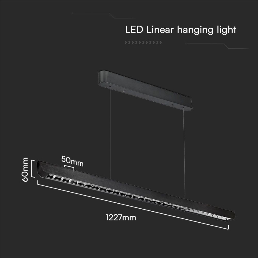 LED Luster na lanku LED/36W/230V 3000/4000/6400K čierna