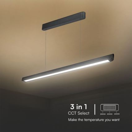 LED Luster na lanku LED/36W/230V 3000/4000/6400K čierna