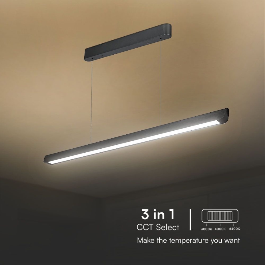 LED Luster na lanku LED/36W/230V 3000/4000/6400K čierna