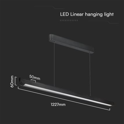 LED Luster na lanku LED/36W/230V 3000/4000/6400K čierna