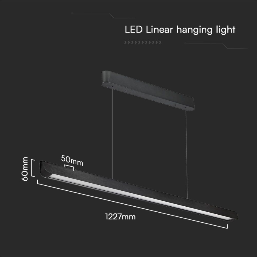 LED Luster na lanku LED/36W/230V 3000/4000/6400K čierna