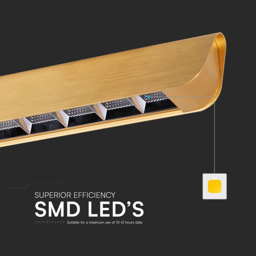 LED Luster na lanku LED/36W/230V 3000/4000/6400K zlatá