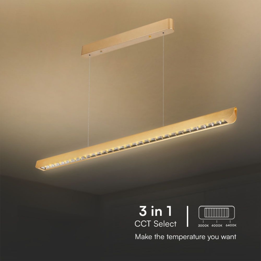 LED Luster na lanku LED/36W/230V 3000/4000/6400K zlatá