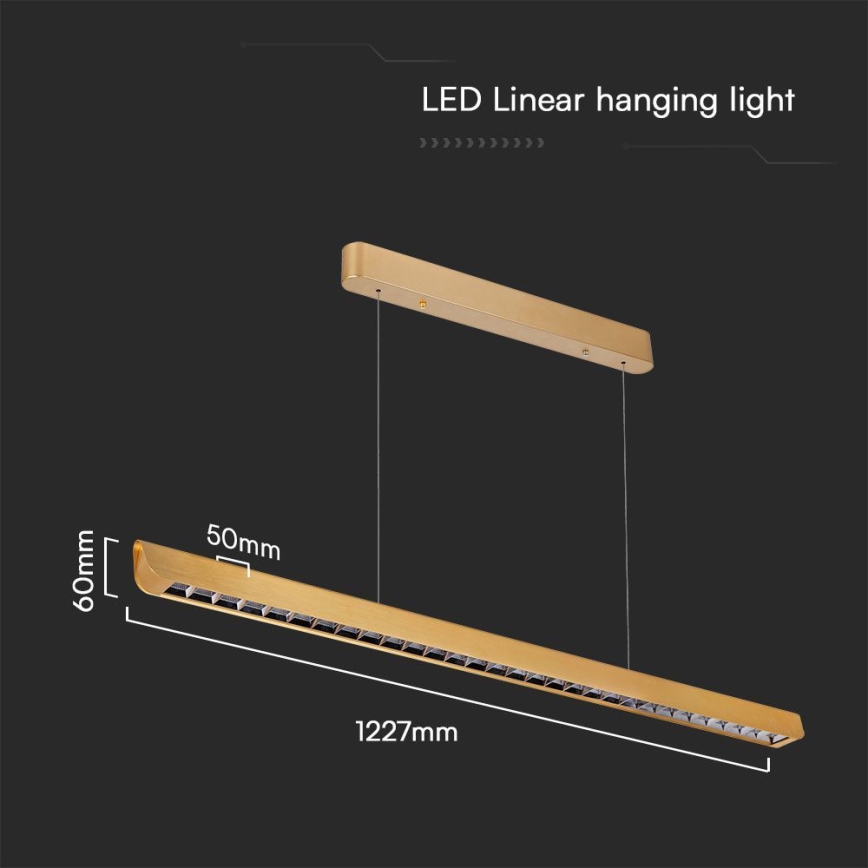 LED Luster na lanku LED/36W/230V 3000/4000/6400K zlatá