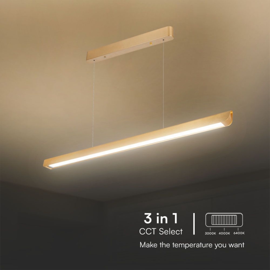 LED Luster na lanku LED/36W/230V 3000/4000/6400K zlatá