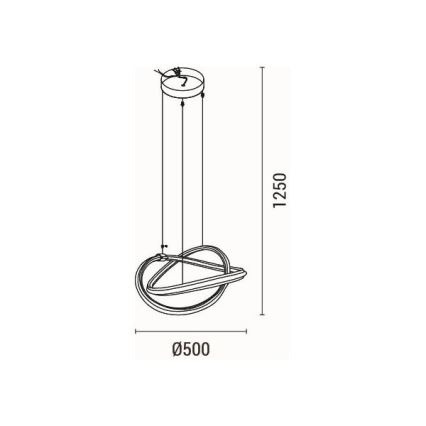 LED Luster na lanku LED/38W/230V 3000K 50x120 cm