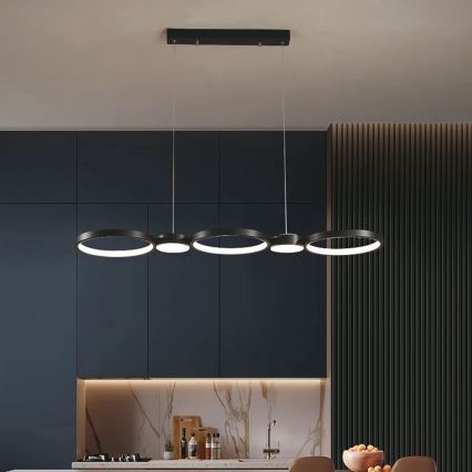 LED Luster na lanku LED/38W/230V 3000K čierna
