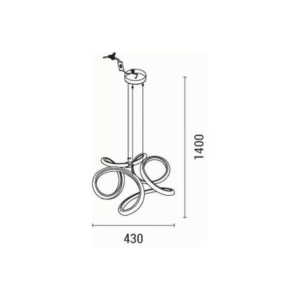 LED Luster na lanku LED/38W/230V 3000K
