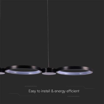 LED Luster na lanku LED/38W/230V 4000K čierna
