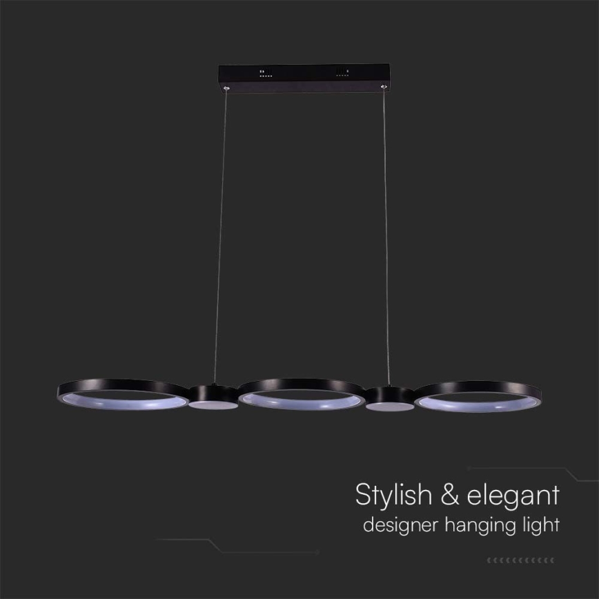 LED Luster na lanku LED/38W/230V 4000K čierna