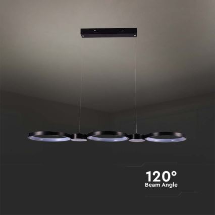 LED Luster na lanku LED/38W/230V 4000K čierna