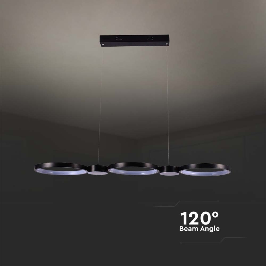 LED Luster na lanku LED/38W/230V 4000K čierna