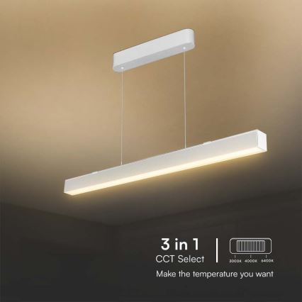 LED Luster na lanku LED/40W/230V 3000/4000/6400K biela