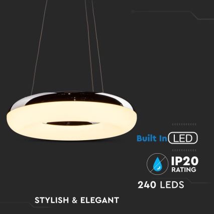 LED Luster na lanku LED/40W/230V 3000K pr. 40 cm lesklý chróm