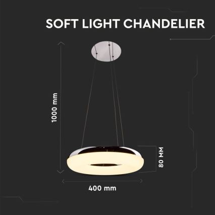 LED Luster na lanku LED/40W/230V 3000K pr. 40 cm lesklý chróm