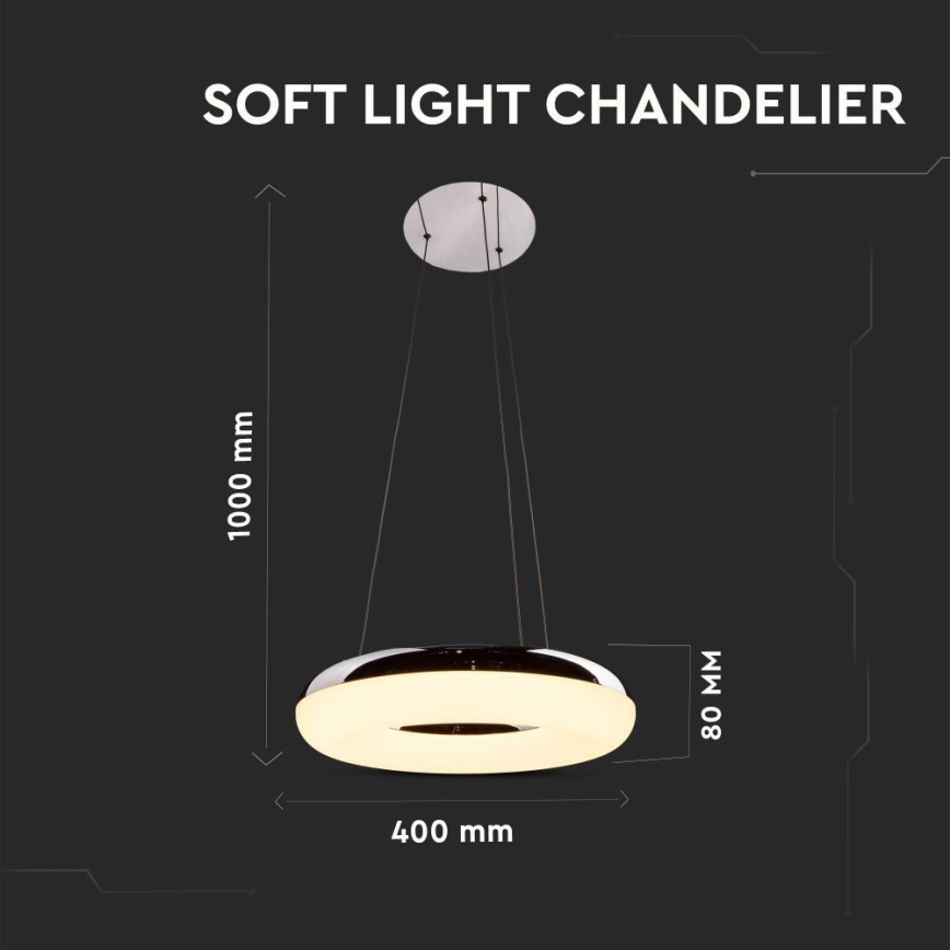 LED Luster na lanku LED/40W/230V 3000K pr. 40 cm lesklý chróm