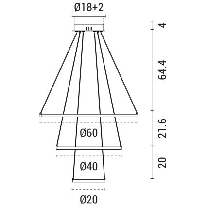 LED Luster na lanku LED/42W/230V 3000K čierna