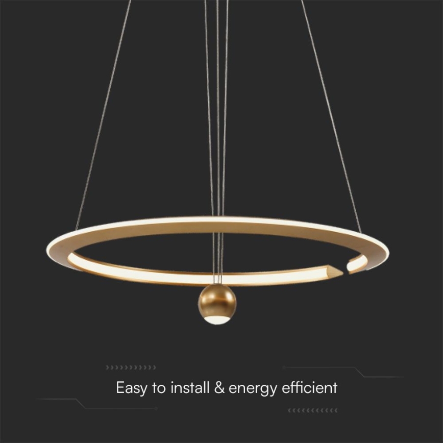 LED Luster na lanku LED/45W/230V 4000K pr. 62 cm zlatá