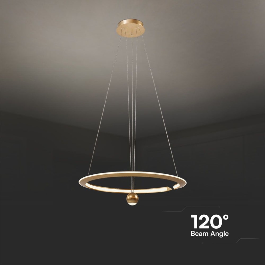 LED Luster na lanku LED/45W/230V 4000K pr. 62 cm zlatá