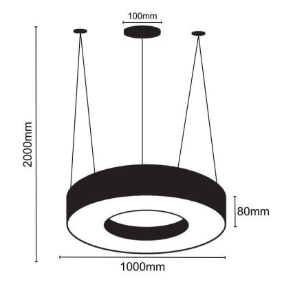 LED Luster na lanku LED/50W/230V 4000K pr. 100 cm čierna