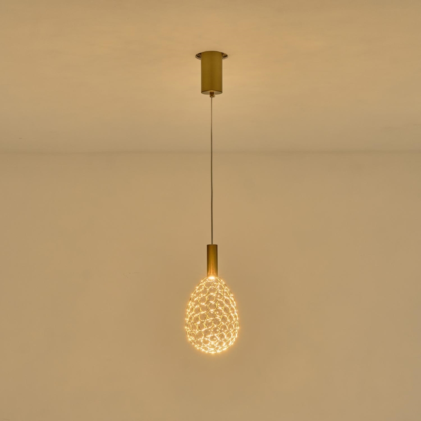 LED Luster na lanku LED/6,3W/230V 3000K zlatá pr. 14 cm