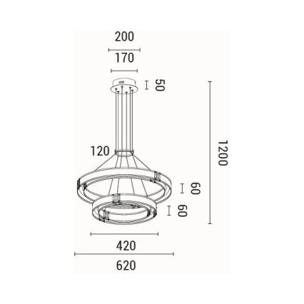 LED Luster na lanku LED/62W/230V 3000K 62x120 cm